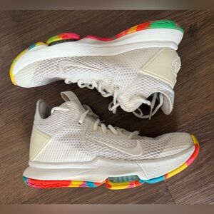 Nike LeBron Witness IV Mid Men 7.5  White Multi Camo Neon Bv7427-102 Basketball